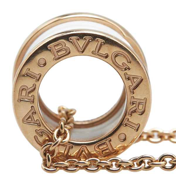 ブルガリ ビーゼロワン ペンダントネックレス ゴールド ホワイト K18PG ピンクゴールド セラミック レディース BVLGARI 【中古】
