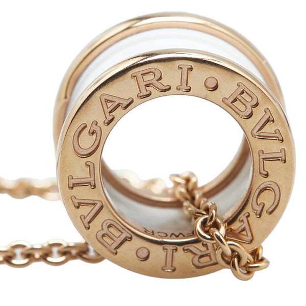 ブルガリ ビーゼロワン ペンダントネックレス ゴールド ホワイト K18PG ピンクゴールド セラミック レディース BVLGARI 【中古】