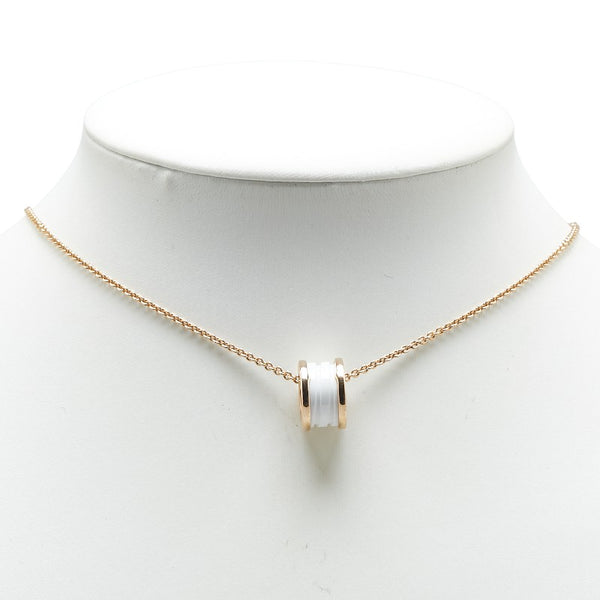 ブルガリ ビーゼロワン ペンダントネックレス ゴールド ホワイト K18PG ピンクゴールド セラミック レディース BVLGARI 【中古】