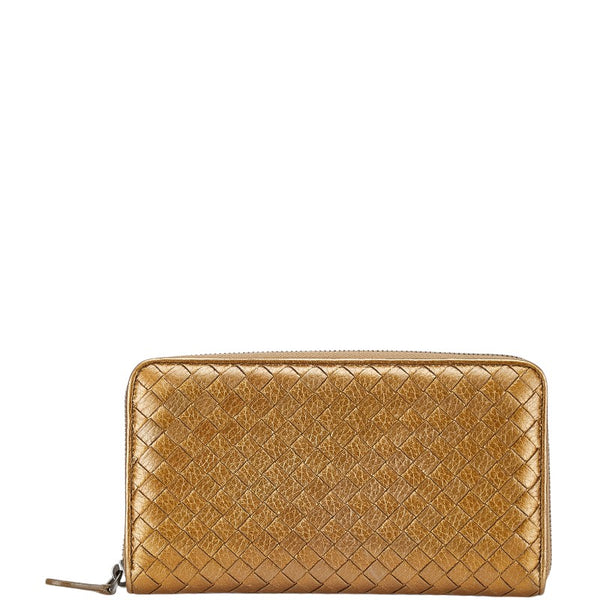 ボッテガヴェネタ イントレチャート 長財布 ゴールド レザー レディース BOTTEGAVENETA 【中古】