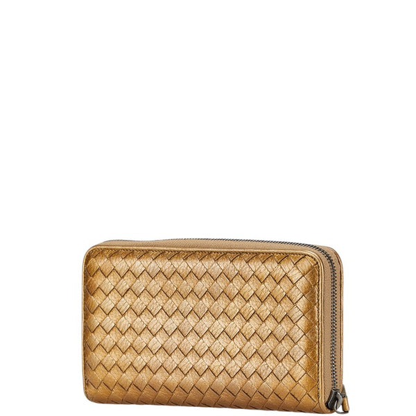 ボッテガヴェネタ イントレチャート 長財布 ゴールド レザー レディース BOTTEGAVENETA 【中古】