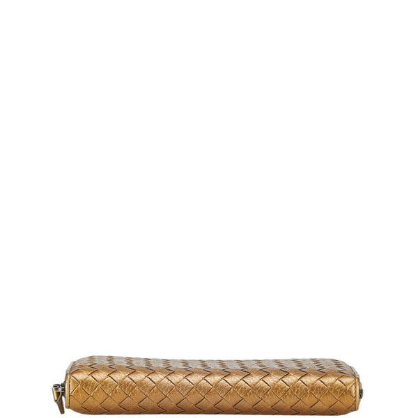 ボッテガヴェネタ イントレチャート 長財布 ゴールド レザー レディース BOTTEGAVENETA 【中古】