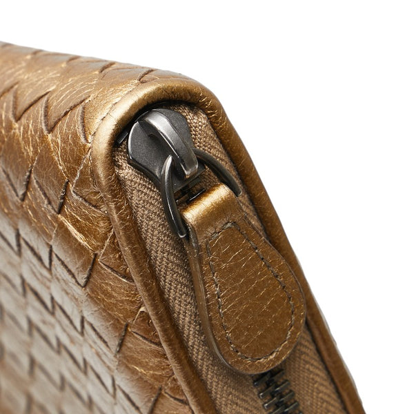 ボッテガヴェネタ イントレチャート 長財布 ゴールド レザー レディース BOTTEGAVENETA 【中古】