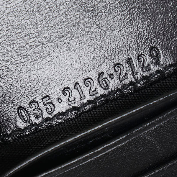 グッチ ジャッキー 三つ折り財布 035 2126 2129 ブラック ゴールド レザー スエード レディース GUCCI 【中古】