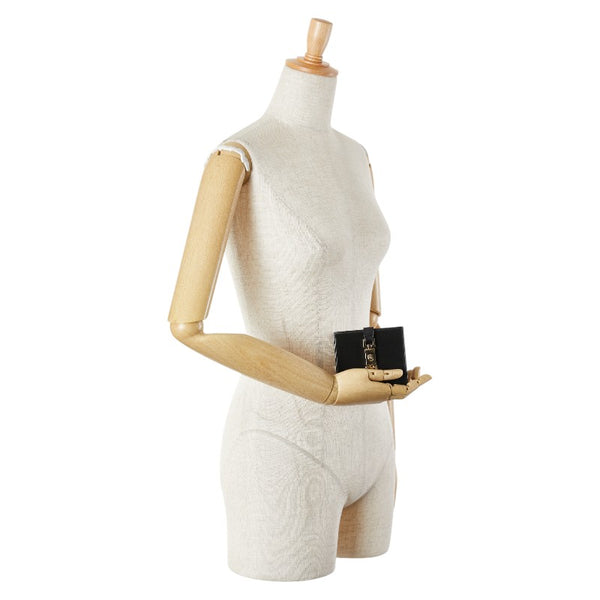 グッチ ジャッキー 三つ折り財布 035 2126 2129 ブラック ゴールド レザー スエード レディース GUCCI 【中古】