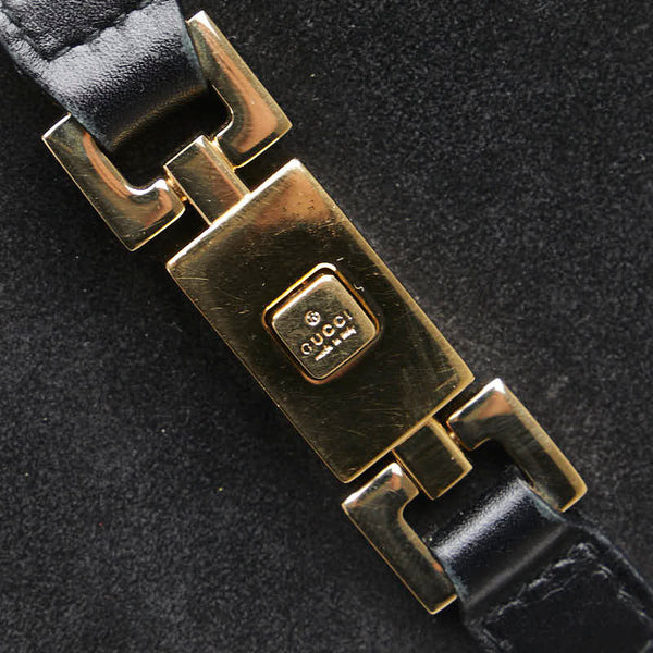 グッチ ジャッキー 三つ折り財布 035 2126 2129 ブラック ゴールド レザー スエード レディース GUCCI 【中古】