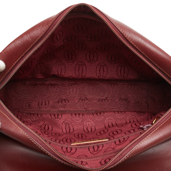 カルティエ マストライン 斜め掛け ショルダーバッグ ボルドー ワインレッド レザー レディース CARTIER 【中古】