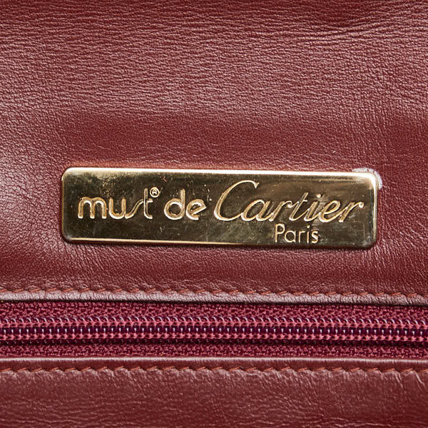 カルティエ マストライン クラッチバッグ セカンドバッグ ボルドー ワインレッド レザー レディース CARTIER 【中古】
