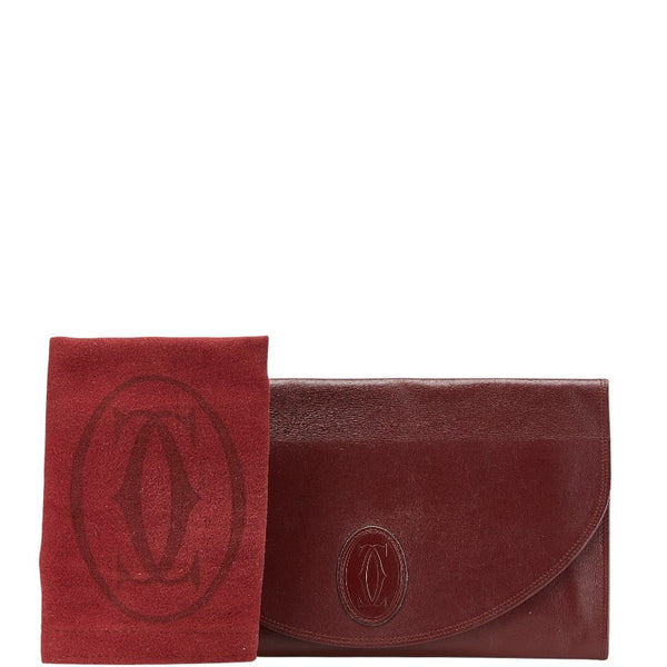 カルティエ マストライン クラッチバッグ セカンドバッグ ボルドー ワインレッド レザー レディース CARTIER 【中古】