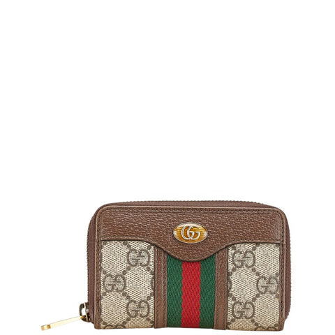 グッチ GGスプリーム オフィディア シェリーライン コインケース 597613 96IWT 8745 ブラウン PVC レザー レディース GUCCI 【中古】