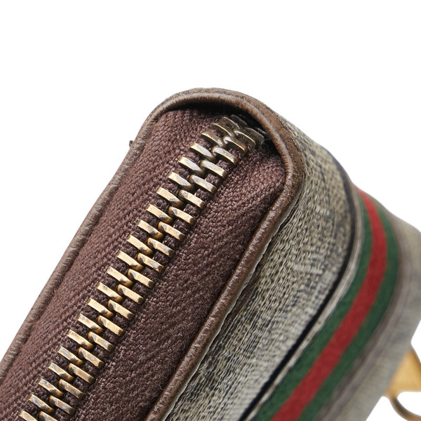 グッチ GGスプリーム オフィディア シェリーライン コインケース 597613 96IWT 8745 ブラウン PVC レザー レディース GUCCI 【中古】