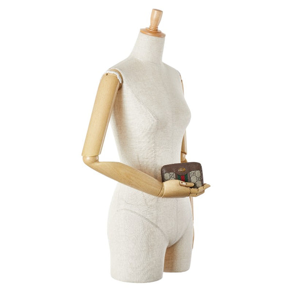 グッチ GGスプリーム オフィディア シェリーライン コインケース 597613 96IWT 8745 ブラウン PVC レザー レディース GUCCI 【中古】