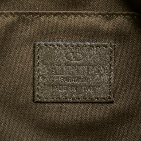 ヴァレンティノ カモフラージュ 迷彩 スター 星 クラッチバッグ カーキ ブラウン ナイロン レザー メンズ VALENTINO 【中古】