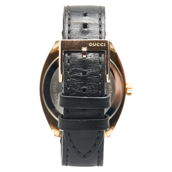 グッチ GG2570 腕時計 YA142309 クオーツ ブラック文字盤 ステンレススチール レザー メンズ GUCCI 【中古】