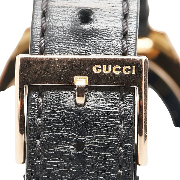 グッチ GG2570 腕時計 YA142309 クオーツ ブラック文字盤 ステンレススチール レザー メンズ GUCCI 【中古】