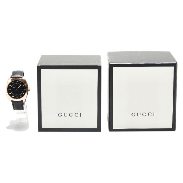 グッチ GG2570 腕時計 YA142309 クオーツ ブラック文字盤 ステンレススチール レザー メンズ GUCCI 【中古】