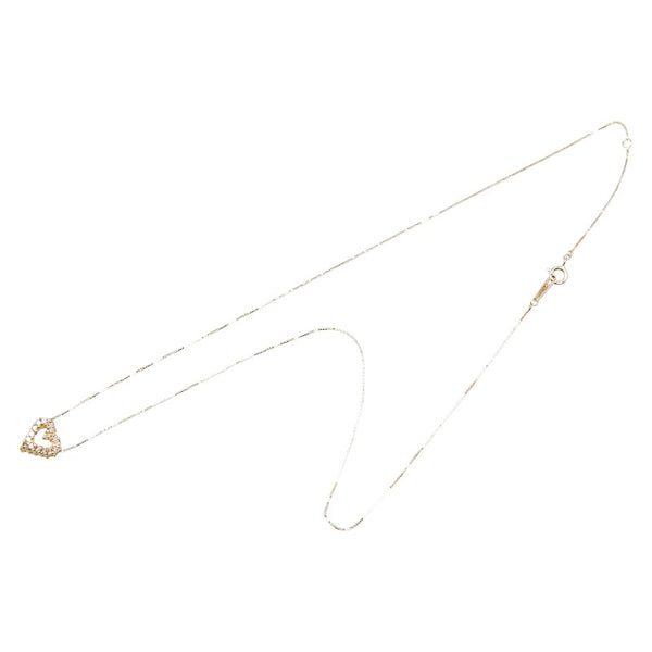 K18YG イエローゴールド ダイヤ0.20ct ハート モチーフ ペンダントネックレス レディース 【中古】