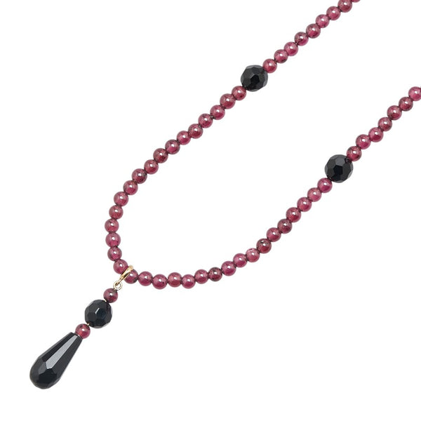K18YG イエローゴールド オニキス ガーネット ネックレス レディース 【中古】