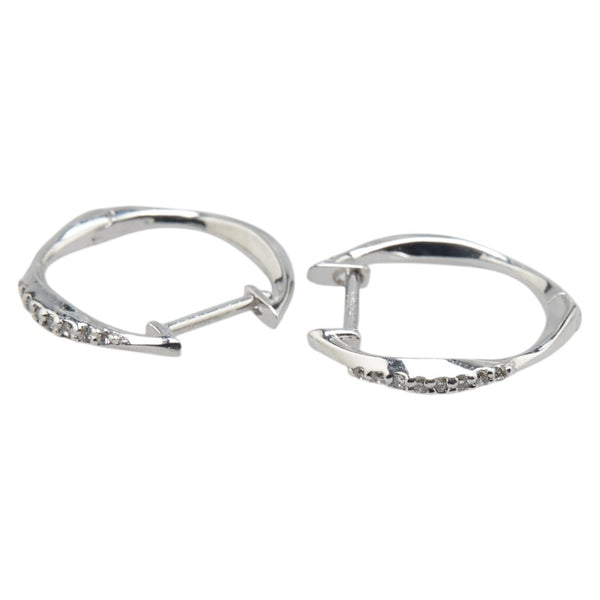 K18WG ホワイトゴールド ダイヤ0.08ct フープピアス レディース 【中古】