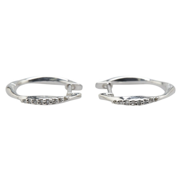 K18WG ホワイトゴールド ダイヤ0.08ct フープピアス レディース 【中古】