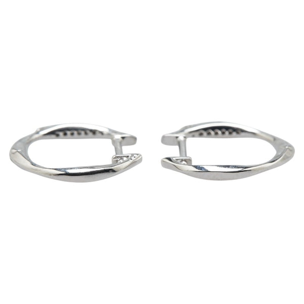 K18WG ホワイトゴールド ダイヤ0.08ct フープピアス レディース 【中古】