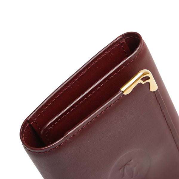 カルティエ マストライン 6連 キーケース ボルドー ワインレッド レザー レディース CARTIER 【中古】