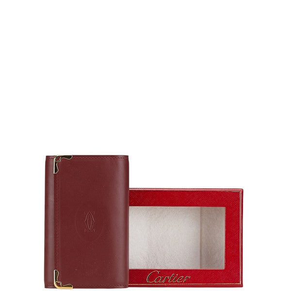 カルティエ マストライン 6連 キーケース ボルドー ワインレッド レザー レディース CARTIER 【中古】