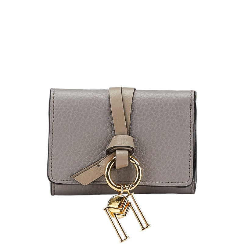 クロエ アルファベット 三つ折り財布 グレー レザー レディース Chloe 【中古】