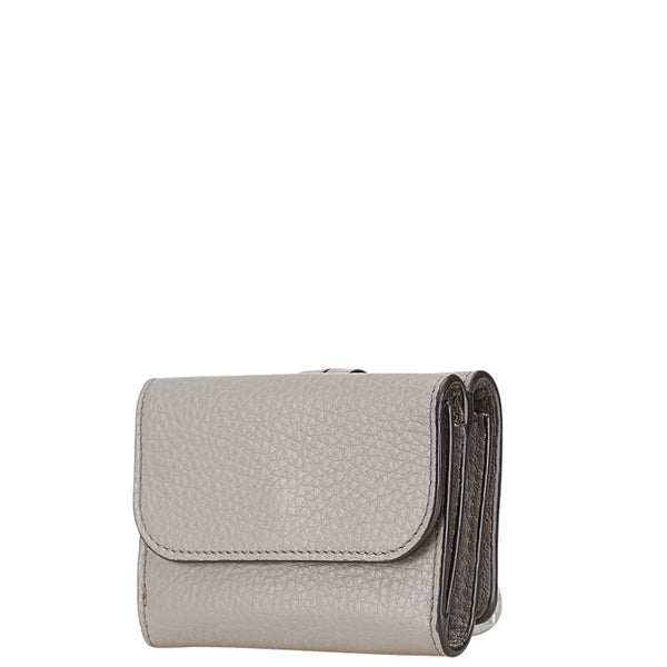 クロエ アルファベット 三つ折り財布 グレー レザー レディース Chloe 【中古】