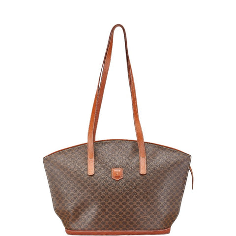 セリーヌ マカダム ショルダーバッグ トートバッグ ブラウン PVC レザー レディース CELINE 【中古】