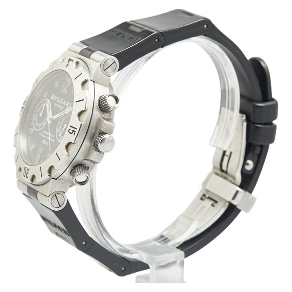 ブルガリ ディアゴノ スクーバ 腕時計 SCB38S 自動巻き ブラック文字盤 ステンレススチール ラバー メンズ BVLGARI 【中古】