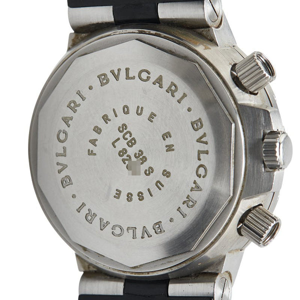 ブルガリ ディアゴノ スクーバ 腕時計 SCB38S 自動巻き ブラック文字盤 ステンレススチール ラバー メンズ BVLGARI 【中古】