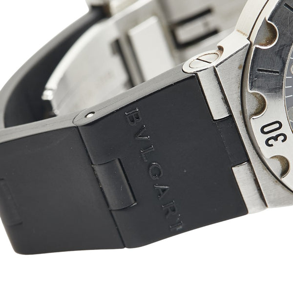 ブルガリ ディアゴノ スクーバ 腕時計 SCB38S 自動巻き ブラック文字盤 ステンレススチール ラバー メンズ BVLGARI 【中古】