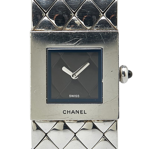 シャネル マトラッセ 腕時計 H0009 クオーツ ブラック文字盤 ステンレススチール レディース CHANEL 【中古】