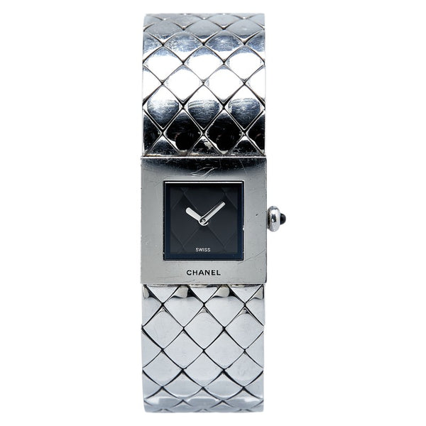 シャネル マトラッセ 腕時計 H0009 クオーツ ブラック文字盤 ステンレススチール レディース CHANEL 【中古】