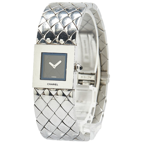 シャネル マトラッセ 腕時計 H0009 クオーツ ブラック文字盤 ステンレススチール レディース CHANEL 【中古】