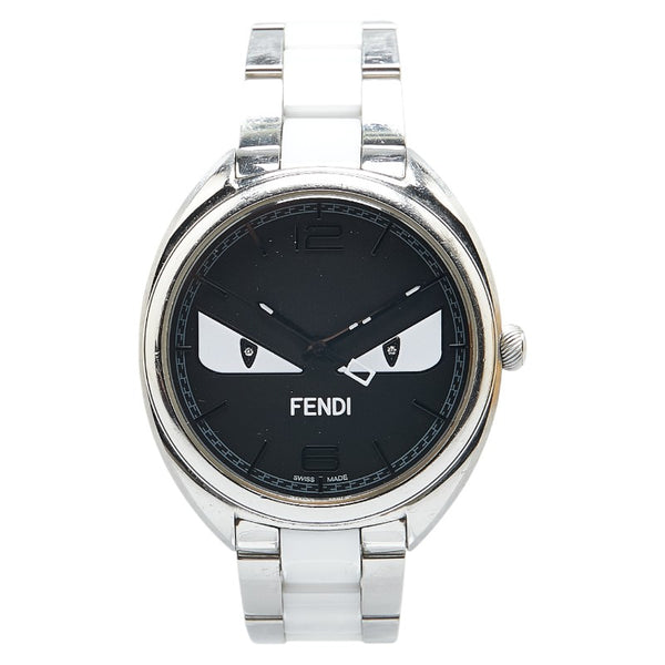 フェンディ バグズモンスター 腕時計 21000M クオーツ ブラック文字盤 ステンレススチール セラミック レディース FENDI 【中古】