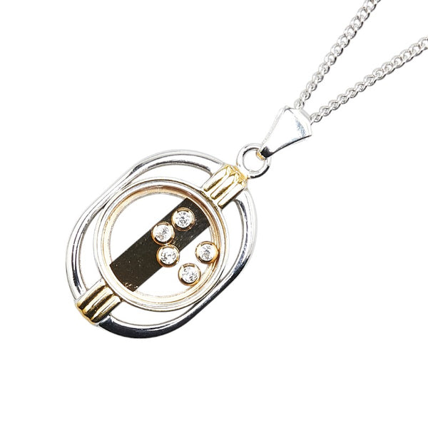 ラドー ラインストーン ネックレス シルバー ゴールド メタル メッキ レディース RADO 【中古】