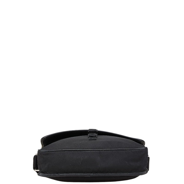 プラダ ロゴ ショルダーバッグ ブラック ナイロン レザー レディース PRADA 【中古】