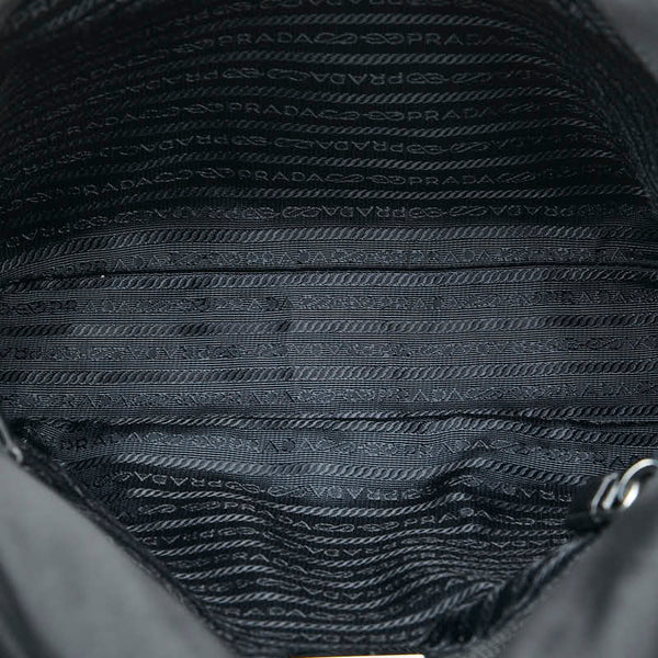 プラダ ロゴ ショルダーバッグ ブラック ナイロン レザー レディース PRADA 【中古】