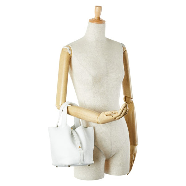 エルメス ピコタンロック18 PM ハンドバッグ ブラン ゴールド トリヨンクレマンス レディース HERMES 【中古】