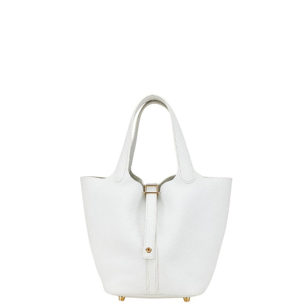 エルメス ピコタンロック18 PM ハンドバッグ ブラン ゴールド トリヨンクレマンス レディース HERMES 【中古】