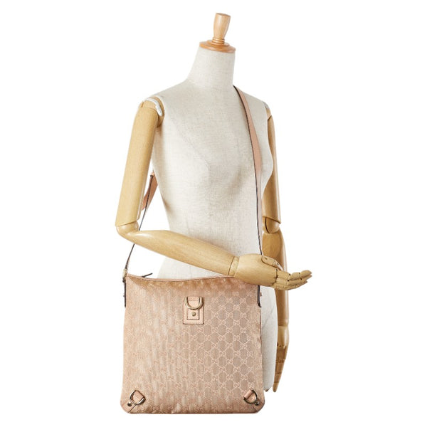 グッチ GGキャンバス 斜め掛け ショルダーバッグ 131326 ピンクベージュ キャンバス レザー レディース GUCCI 【中古】