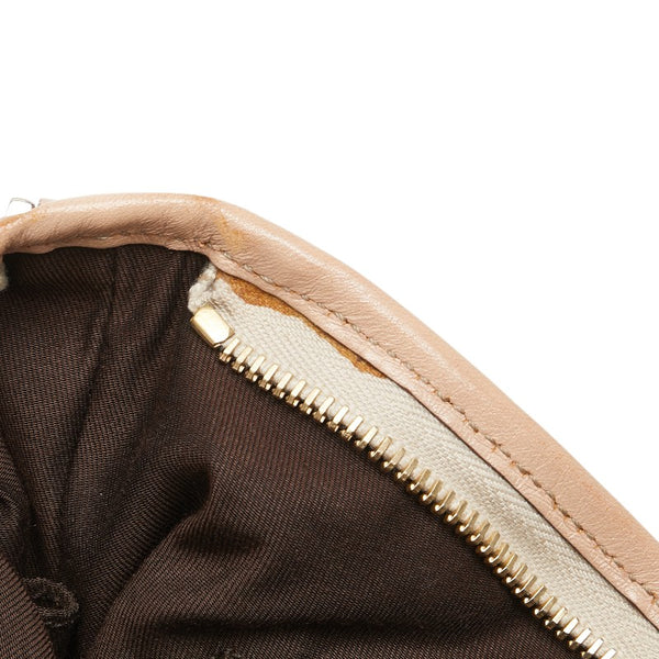 グッチ GGキャンバス 斜め掛け ショルダーバッグ 131326 ピンクベージュ キャンバス レザー レディース GUCCI 【中古】