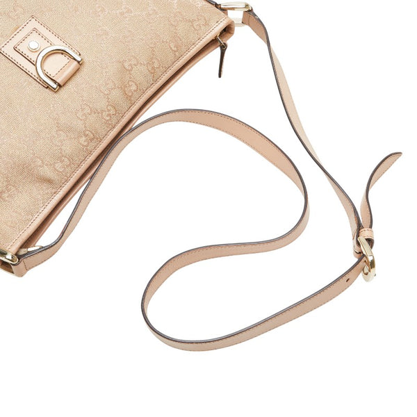 グッチ GGキャンバス 斜め掛け ショルダーバッグ 131326 ピンクベージュ キャンバス レザー レディース GUCCI 【中古】