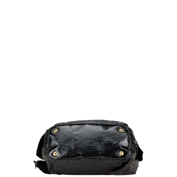 プラダ サイドリボン ハンドバッグ ショルダーバッグ 2WAY BN1760 ブラック エナメル レディース PRADA 【中古】