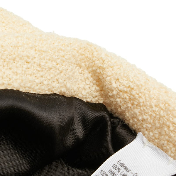 シャネル ココマーク チェーン キャスケット サイズ：L ベージュ アイボリー ウール レディース CHANEL 【中古】