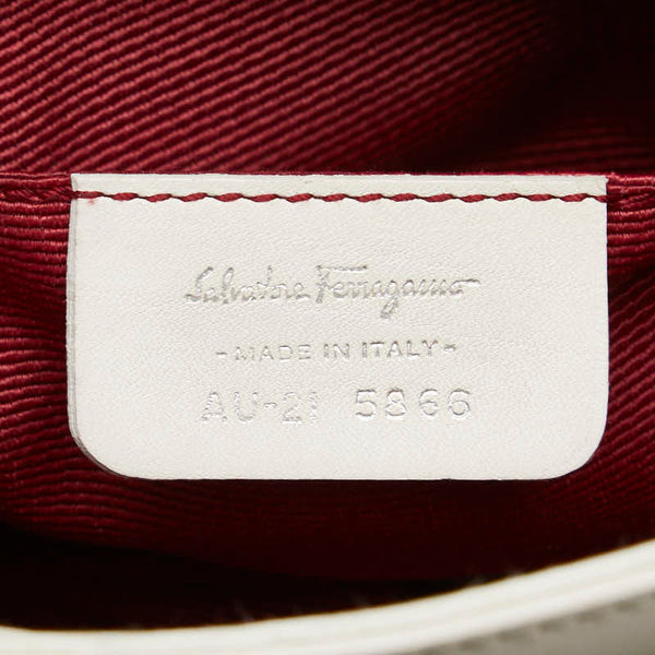 サルヴァトーレフェラガモ ガンチーニ ワンショルダーバッグ AU-21 5866 ピンク ホワイト キャンバス レザー レディース Salvatore Ferragamo 【中古】