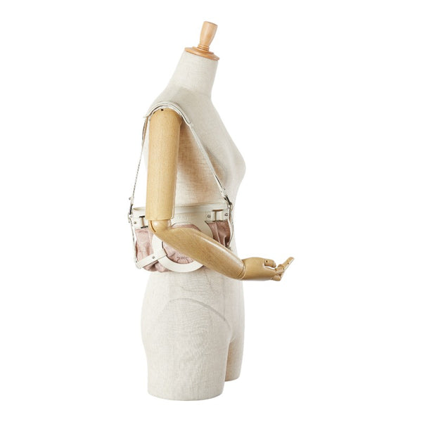 サルヴァトーレフェラガモ ガンチーニ ワンショルダーバッグ AU-21 5866 ピンク ホワイト キャンバス レザー レディース Salvatore Ferragamo 【中古】