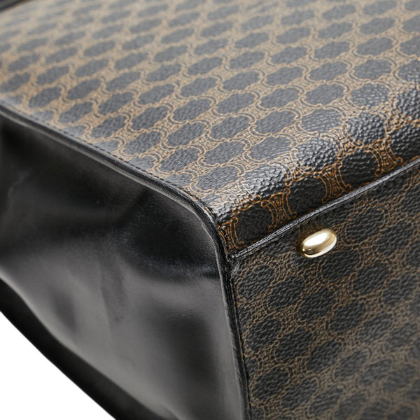 セリーヌ マカダム ハンドバッグ ブラック ブラウン PVC レザー レディース CELINE 【中古】